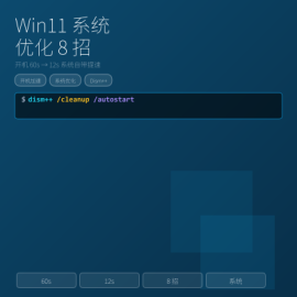 Win11 系统优化 8 招：开机从 60s 降到 12s（系统自带 + Dism++ + SpaceSniffer）