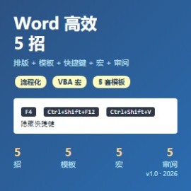 Word 高效办公 5 招完整版速查手册 PDF docx 脚本独家实测