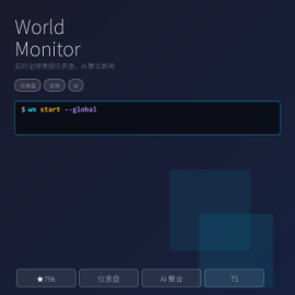 WorldMonitor 全球情报仪表盘：实时多源新闻 AI 聚合 + 数据可视化